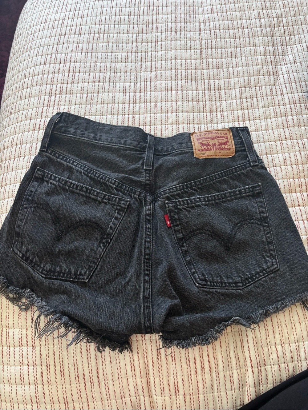 Levi's Black Frayed Hem High-Rise Denim Shorts